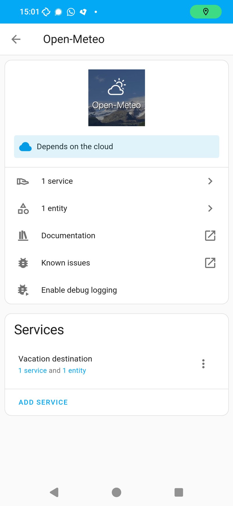 Open-Meteo integration config entry list.jpg