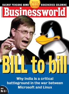 Bill vs. Tux on the Businessworld cover page